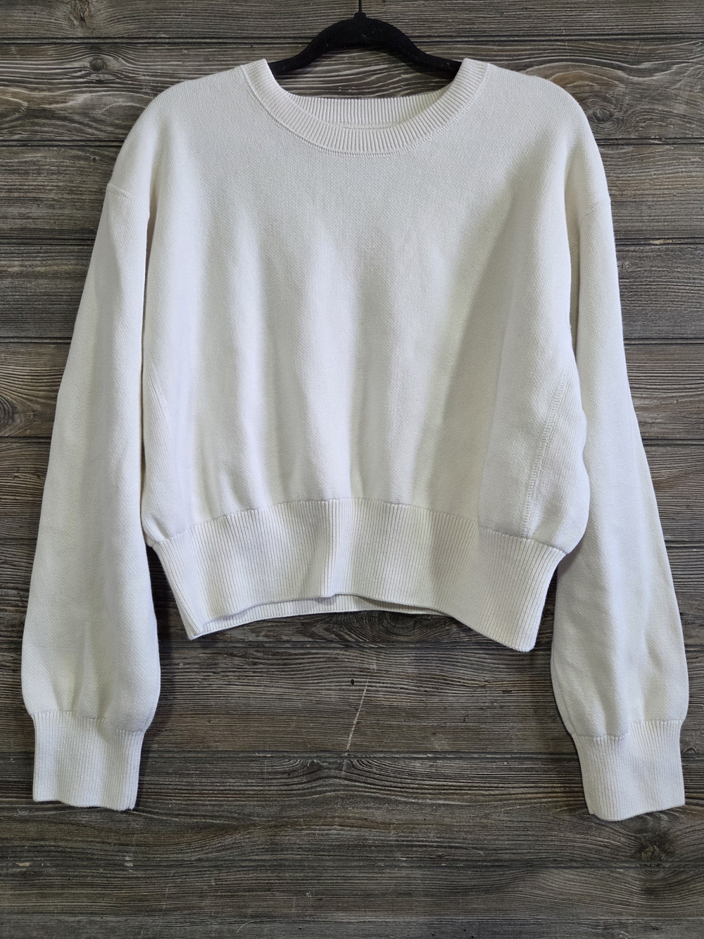 Aerie Women's Ivory Oversized 100% Cotton Crewneck Sweater Size Medium